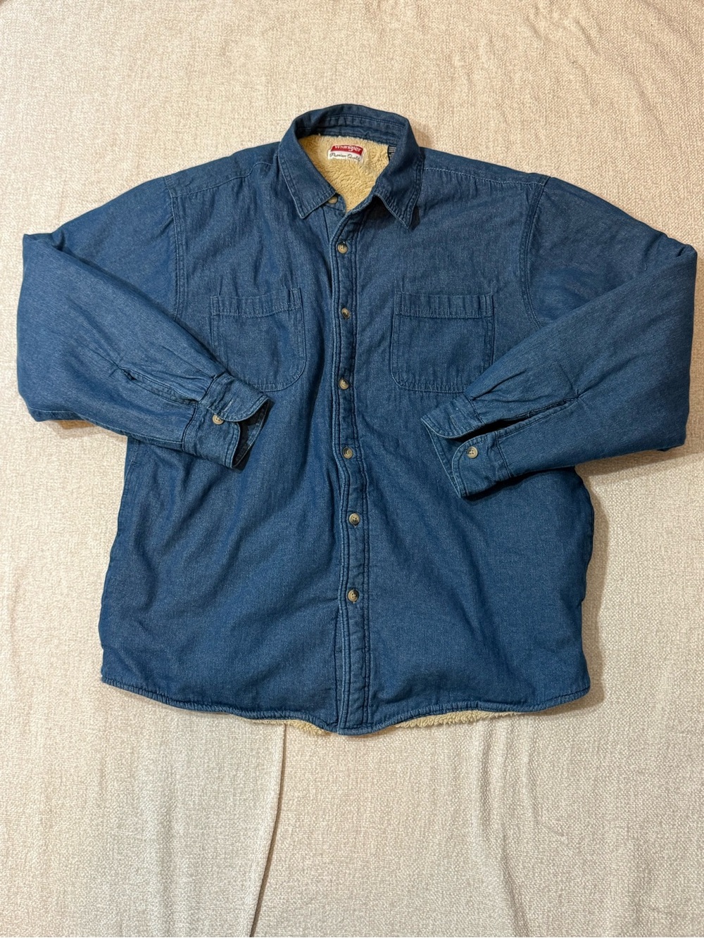 Wrangler Sherpa Lined Denim Shirt Jacket L Western Workwear Ranch Shacket